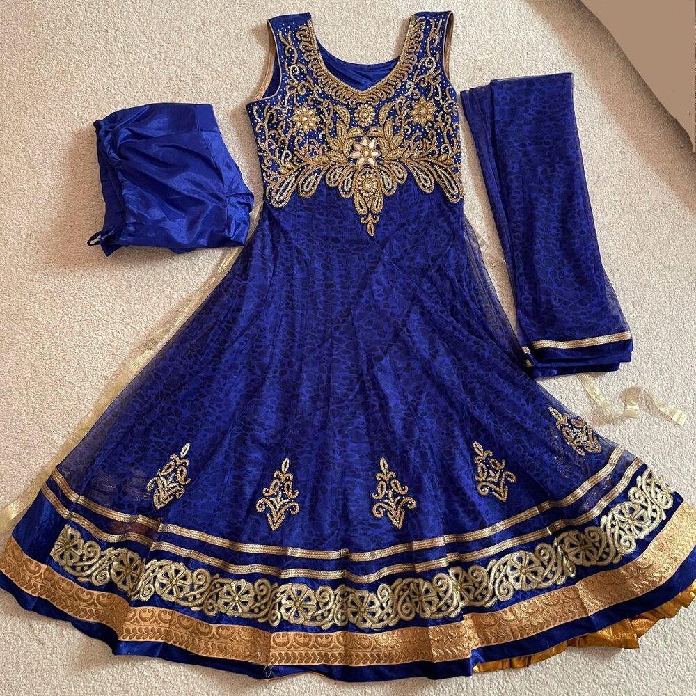 Hindi bollywood party/wedding Indian/Pakistani 3 piece sleeveless Salwar Kameez